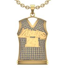 2.56 Ctw SI2/I1 Diamond 14K Yellow Gold Basketball theme Jersey pendant necklace