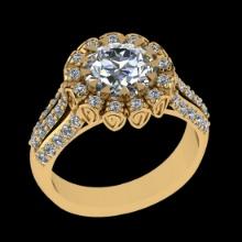 2.77 Ctw SI2/I1 Diamond 18K Yellow Gold Engagement Halo Ring