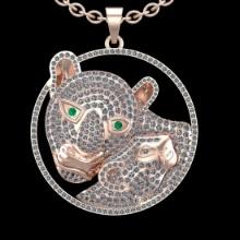 4.53 Ctw SI2//I1 Diamond 14 K Rose Gold Vintage Style Panther Pendant Necklace