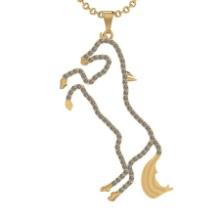 1.10 Ctw SI2/I1 Diamond 14K Yellow Gold Horse Pendant Necklace