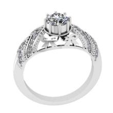 1.72 Ctw SI2/I1 Diamond Style 14K White Gold Vintage Style Ring