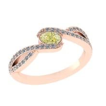 0.65 Ctw GIA Certified Fancy Yellow Diamond 14K Rose Gold Engagement Halo Ring