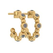 0.30 Ctw Diamond Bezel Set 14k Yellow Gold Hoop Earrings