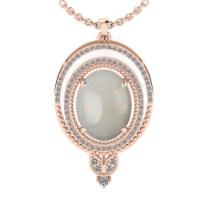 8.64 Ctw SI2/I1 Opal And Diamond 14K Rose Gold Pendant Necklace