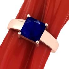 2.20 Ctw Blue Sapphire14K Rose Gold Solitaire Ring (ALL DIAMOND ARE LAB GROWN)