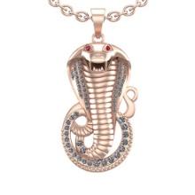 0.90 Ctw VS/SI1 Ruby And Diamond 14K Rose Gold Snake Pendant Necklace ALL DIAMOND ARE LAB GROWN
