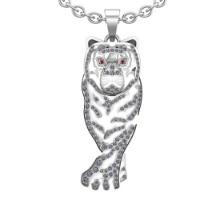 0.93 Ctw SI2/I1 Ruby And Diamond 14K White Gold wild animal Necklace ALL DIAMOND ARE LAB GROWN