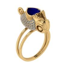 2.06 Ctw VS/SI1 Blue Sapphire and Diamond 14K Yellow Gold Animal Ring (ALL DIAMOND ARE LAB GROWN)
