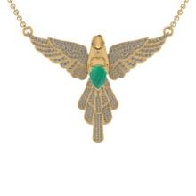 2.05 Ctw VS/SI1 Emerald And Diamond 14K Yellow Gold Eagle Necklace (ALL DIAMOND ARE LAB GROWN )