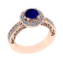 1.90 Ctw VS/SI1 Blue Sapphire and Diamond 14K Rose Gold Engagement Ring(ALL DIAMOND ARE LAB GROWN)
