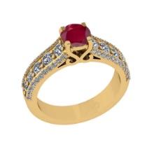 1.91 Ctw VS/SI1 Ruby and Diamond 14K Yellow Gold Engagement Ring(ALL DIAMOND ARE LAB GROWN)