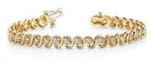 14K YELLOW GOLD 1 CTW G-H I1/I2 S LINK BRACELET LAB-GROWN DIAMOND