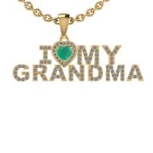 0.71 Ctw VS/SI1 Emerald And Diamond 14K Yellow Gold Gift For Grandma Pendant Necklace DIAMOND ARE LA