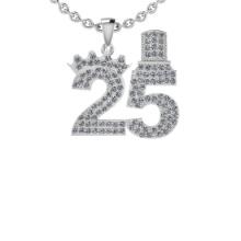 1.68 Ctw VS/SI1 Diamond Style Prong Set 14K White Gold Special Cheers to 25 Years Necklace ALL DIAMO