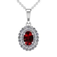 5.60 Ctw I2/I3 Spessartite Garnet And Diamond 14K White Gold Necklace (ALL DIAMOND ARE LAB GROWN )