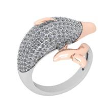 1.76 Ctw SI2/SI1 Diamond Style Prong Set 18K White & Rose Gold two tone Dolphin Ring