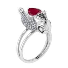 2.06 Ctw VS/SI1 Ruby and Diamond 14K White Gold Animal Ring (ALL DIAMOND ARE LAB GROWN)