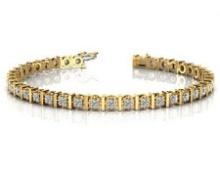 14KT YELLOW GOLD .50 CTW G-H VS2/SI1 CLASSIC ILLUSION TENNIS BRACELET LAB-GROWN DIAMOND