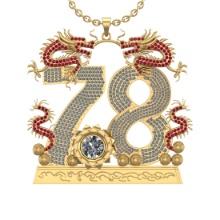 9.72 Ctw VS/SI1 Ruby And Diamond Style Prong Set 14K Yellow Gold Poker theme Necklace (ALL DIAMOND A