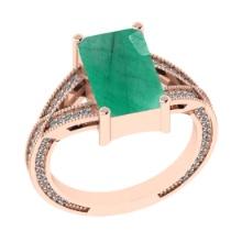 2.95 Ctw VS/SI1 Emerald and Diamond 14k Rose Gold Engagement Ring (LAB GROWN)