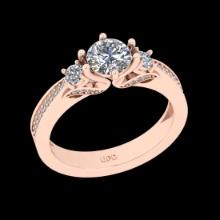 1.40 Ctw VS/SI1 Diamond Prong Set 18K Rose Gold Engagement Ring