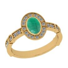 1.07 Ctw VS/SI1 Emerald And Diamond 14K Yellow Gold Wedding Ring