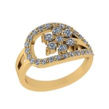 1.05 Ctw VS/SI1 Diamond 14K Yellow Gold Cluster Engagement Ring (ALL DIAMOND ARE LAB GROWN )