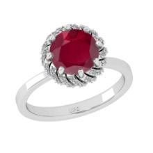2.25 Ctw VS/SI1 Ruby and Diamond Prong Set 14K White Gold Engagement Ring