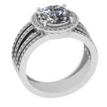 3.22 Ctw SI2/I1 Diamond Style Prong Set 18K White Gold Engagement Wedding Ring
