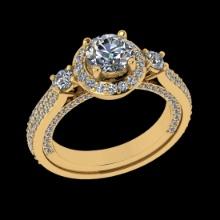 1.26 Ctw VS/SI1 Diamond Prong Set 18K Yellow Gold Engagement Ring