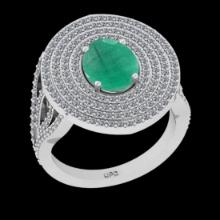 3.13 Ctw VS/SI1 Emerald and Diamond 14K White Gold Engagement Halo ring (ALL DIAMOND ARE LAB GROWN )
