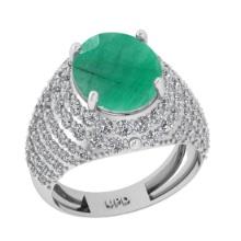 6.72 Ctw VS/SI1 Emerald And Diamond 14K White Gold Engagement Ring