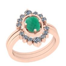 1.40 Ctw VS/SI1 Emerald And Diamond 14K Rose Gold Anniversary Ring