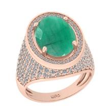 7.50 Ctw VS/SI1 Emerald And Diamond 14K Rose Gold Engagement Ring