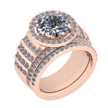 5.97 Ctw SI2/I1 Diamond Style Prong Set 18K Rose Gold Engagement set Ring