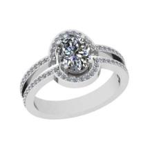 1.60 Ctw SI2/I1 Diamond Style Prong Set 18K White Gold Engagement Halo Ring