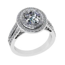 2.88 Ctw VS/SI1 Diamond Prong Set 14K White Gold Engagement Ring