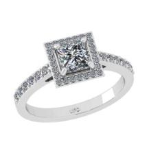 1.08 Ctw VS/SI1 Diamond 10K White Gold Engagement Hiden Halo Ring