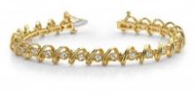 14KT YELLOW GOLD 1 CTW G-H VS2/SI1 TWIST TENNIS BRACELET LAB-GROWN DIAMOND