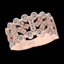0.72 Ctw VS/SI1 Diamond 10K Rose Gold Vintage Style Engagement Ring