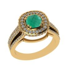 1.81 Ctw VS/SI1 Emerald and Diamond 14k Yellow Gold Engagement Halo Ring (LAB GROWN)