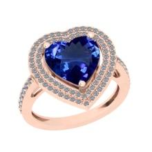 5.07 Ctw VS/SI1 Tanzanite And Diamond 18k Rose Gold Engagement Halo Ring