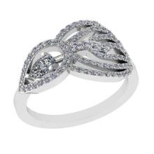 0.67 Ctw VS/SI1 Diamond 14K White Gold Vintage Style Engagement Ring