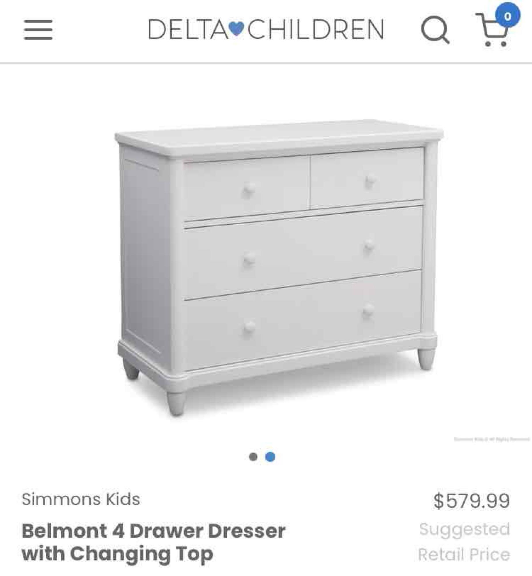 Simmons Kids Belmont 4 Drawer Dresser with Changing Top