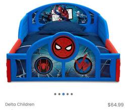 Delta Children Spider-Man Sleep and Play Toddler Bed with Built-In Guardrails