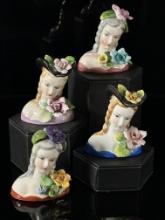 (4) Occupied Japan Lady Head Bust Figurines