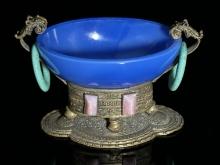 Chinese Ornate Base With Glass Bowl