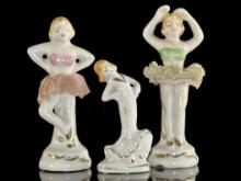 3  Ceramic Dancing Girl Figurines Made in Japan