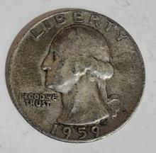 1959 WASHINGTON QUARTER DOLLAR COIN