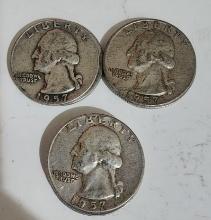 6 PIECES OF 1957 WASHINGTON QUARTER DOLLAR COIN